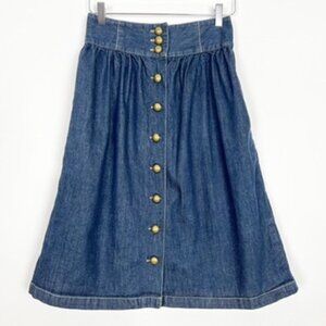 St. John's Bay Vintage Denim Jean Skirt Button-Front A-Line Dark Wash Size S